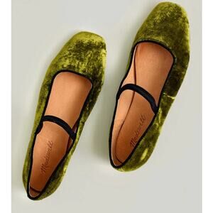 Madewell 'Greta Ballet Flat' in Green ' Desert Olive' Velvet | Women's US 9